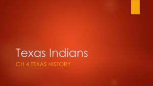 Texas Indians CH 4 TEXAS HISTORY First Texans