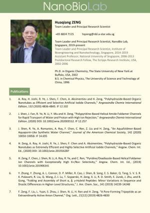 Huaqiang ZENG Team Leader and Principal Research Scientist