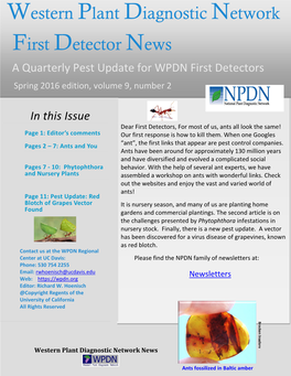 Western Plant Diagnostic Network First Detector News