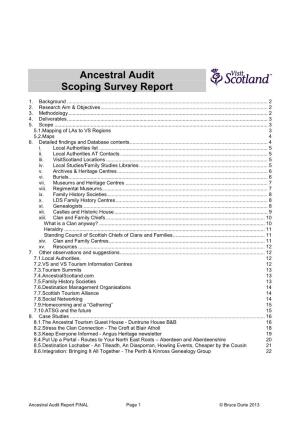 Ancestral Audit Scoping Survey Report