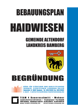 Bebauungsplan Haidwiesen Gemeinde Altendorf Landkreis Bamberg
