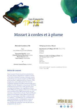 Mozart À Cordes Et À Plumes |