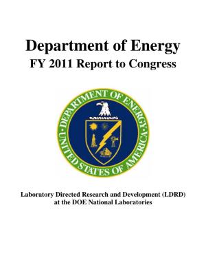 FY 2011 LDRD Report to Congress