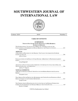 Southwestern Journal of International Law