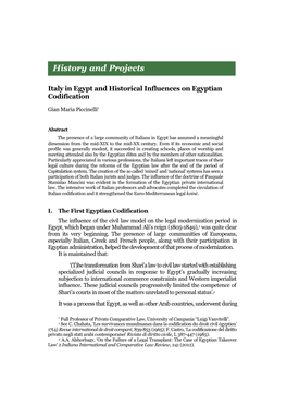 Italy in Egypt and Historical Influences on Egyptian Codification
