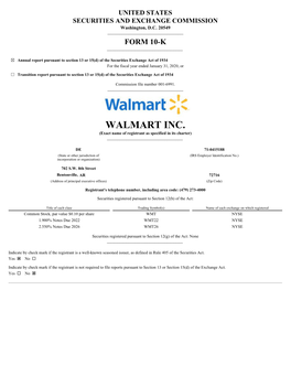 WALMART INC. (Exact Name of Registrant As Specified in Its Charter) ______