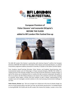 European Premiere of Fisher Stevens' and Leonardo Dicaprio's BEFORE