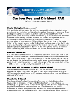 Carbon Fee and Dividend FAQ by Todd J