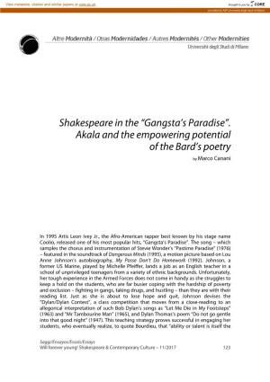 Shakespeare in the “Gangsta's Paradise”. Akala and The