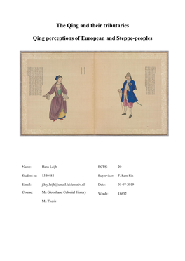 The Qing and Their Tributaries Qing Perceptions of European And
