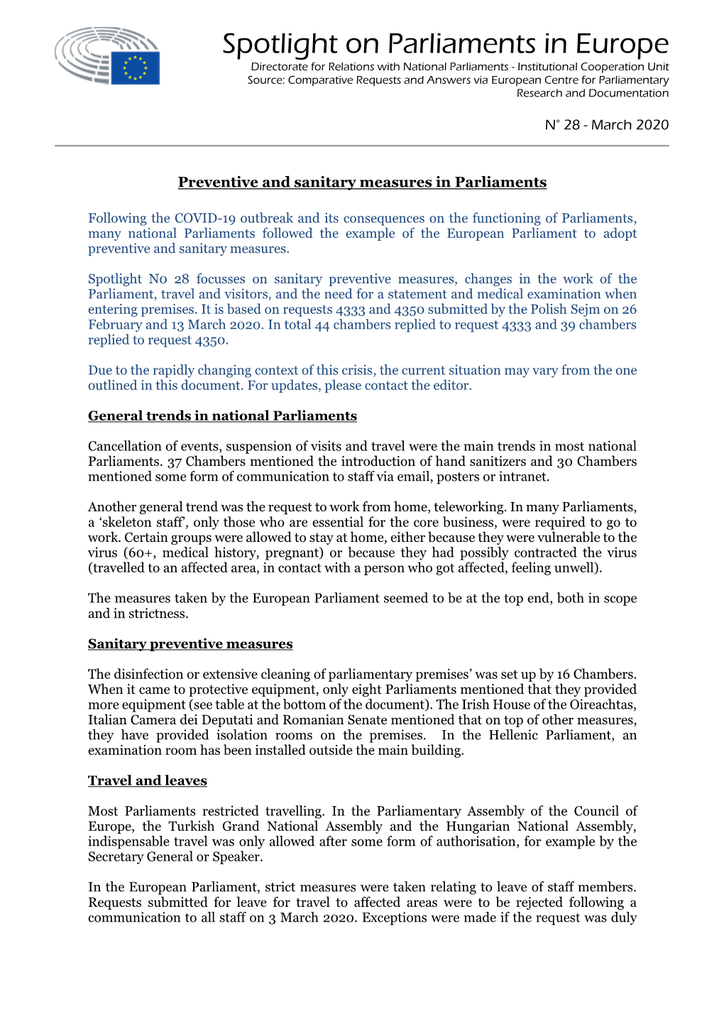 Spotlight on Parliaments in Europe