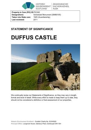 Duffus Castle Statement of Significance