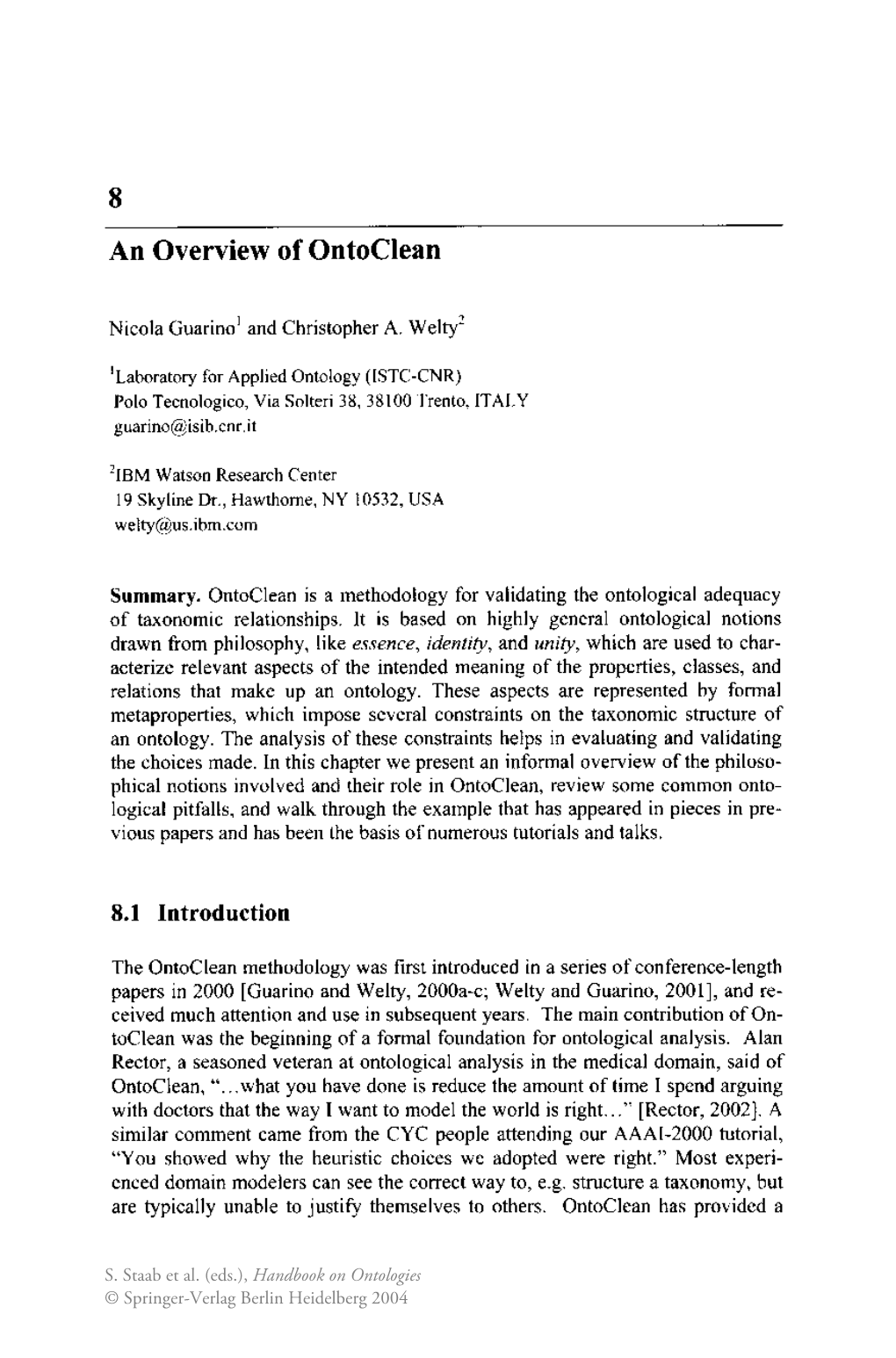 An Overview of Ontoclean