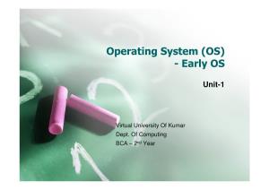 Operating System (OS) - Early OS