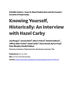 An Interview with Hazel Carby