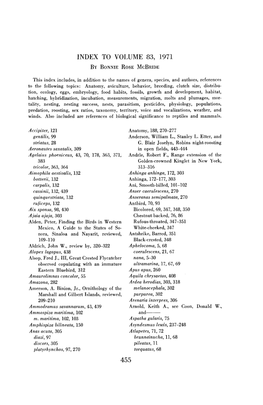 Index to Volume 83, 1971