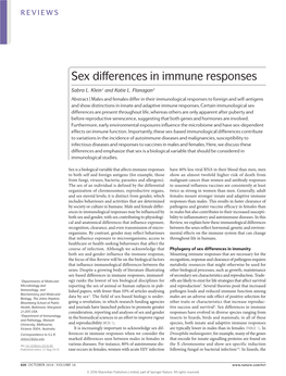 Sex Differences in Immune Responses