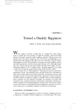 Toward a Durable Happiness