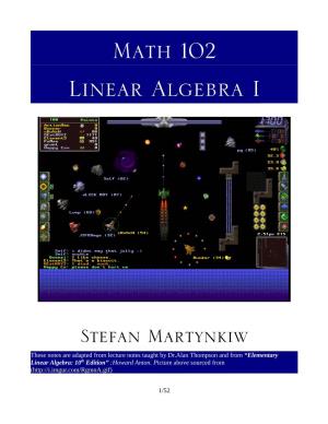 Math 102 -- Linear Algebra I -- Study Guide