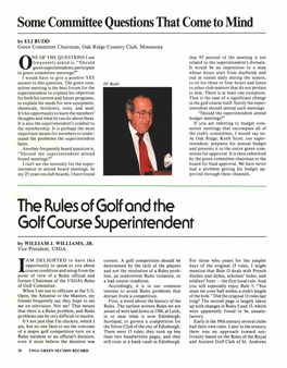 The Rules of Golf and the Golf Course Superintendent