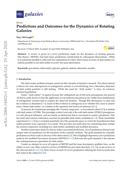 Predictions and Outcomes for the Dynamics of Rotating Galaxies