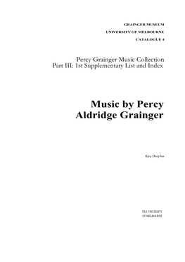 Music by Percy Aldridge Grainger