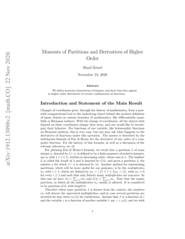 Moments of Partitions and Derivatives of Higher Order