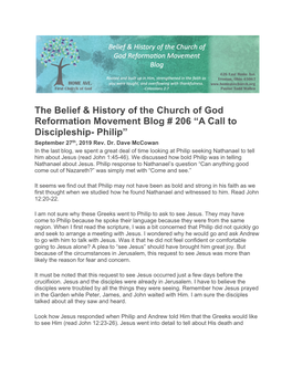 The Belief & History of the Church of God Reformation Movement Blog