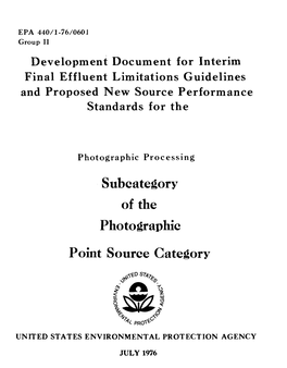 Development Document for Photographic Processing Effluent