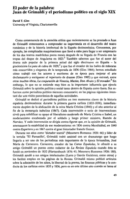 Juan De Grimaldi Y El Periodismo Político En El Siglo XIX