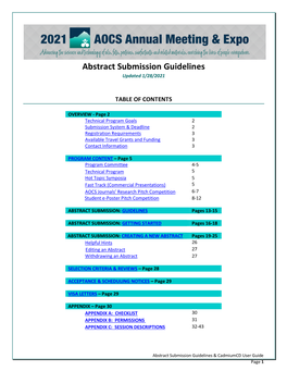 Abstract Submission Guidelines Updated 1/28/2021