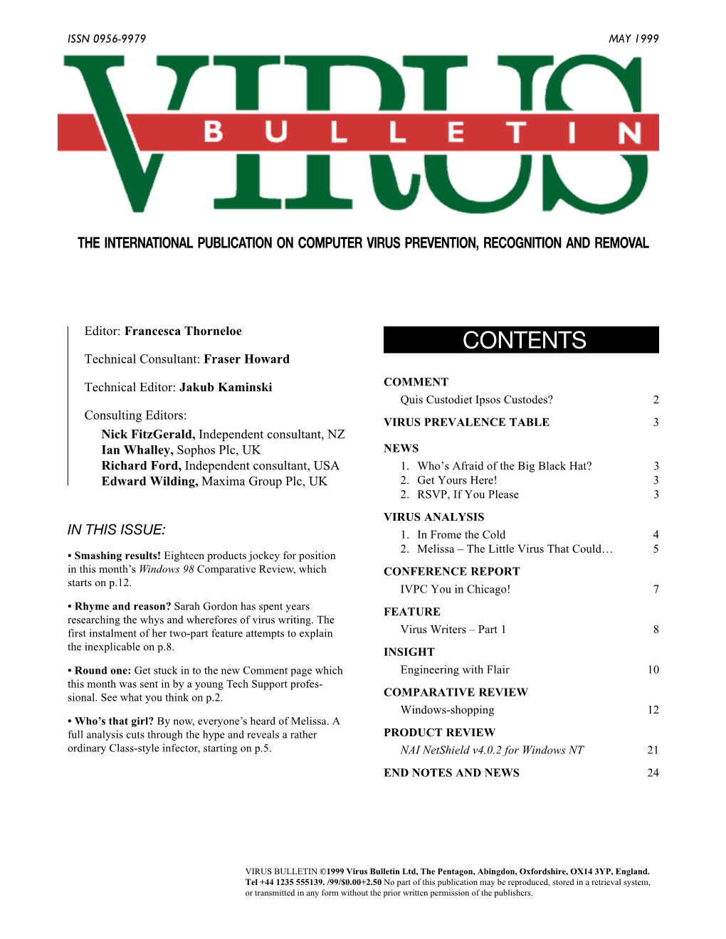Virus Bulletin, May 1999
