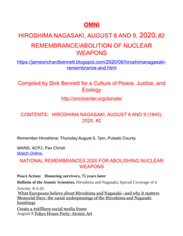 Omni Hiroshima Nagasaki, August 6 and 9, 2020,#2