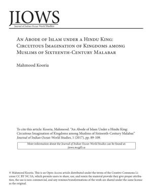 An Abode of Islam Under a Hindu King: Circuitous Imagination of Kingdoms Among Muslims of Sixteenth-Century Malabar