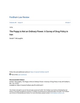 A Survey of Drug Policy in Iran