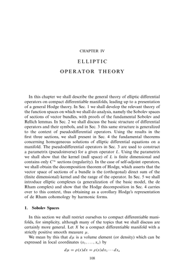Elliptic Operator Theory