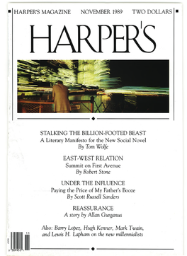 • Harper's Magazine November 1989 Two Dollars • Stalking