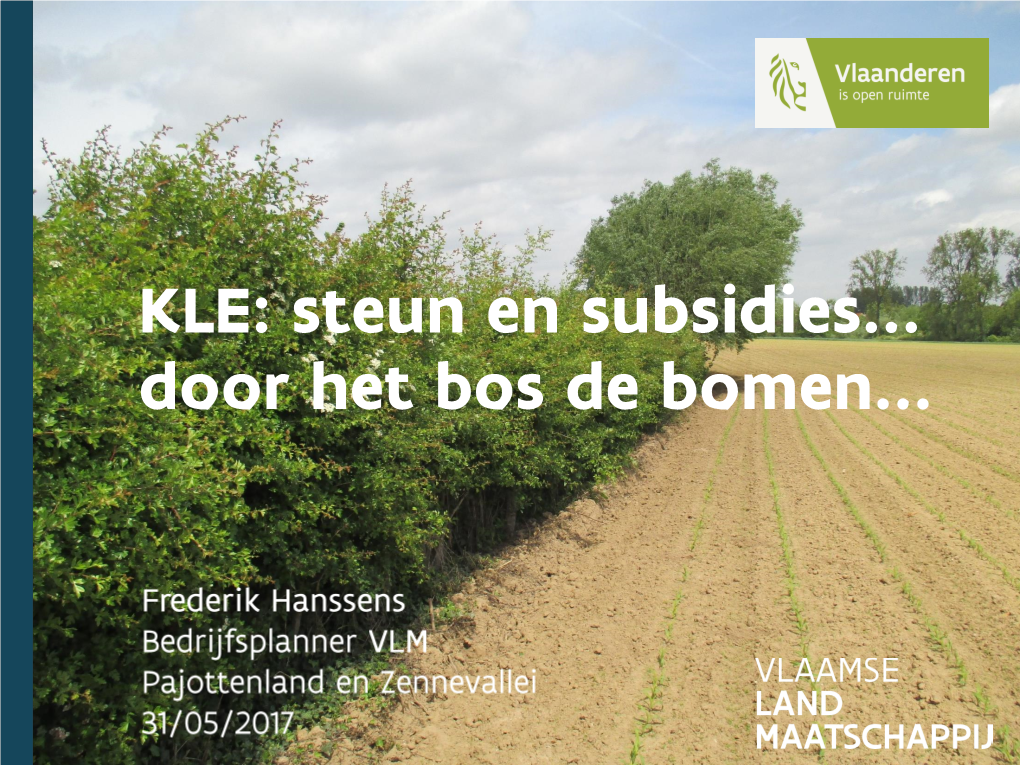 KLE: Steun En Subsidies… Door Het Bos De Bomen… Overzicht