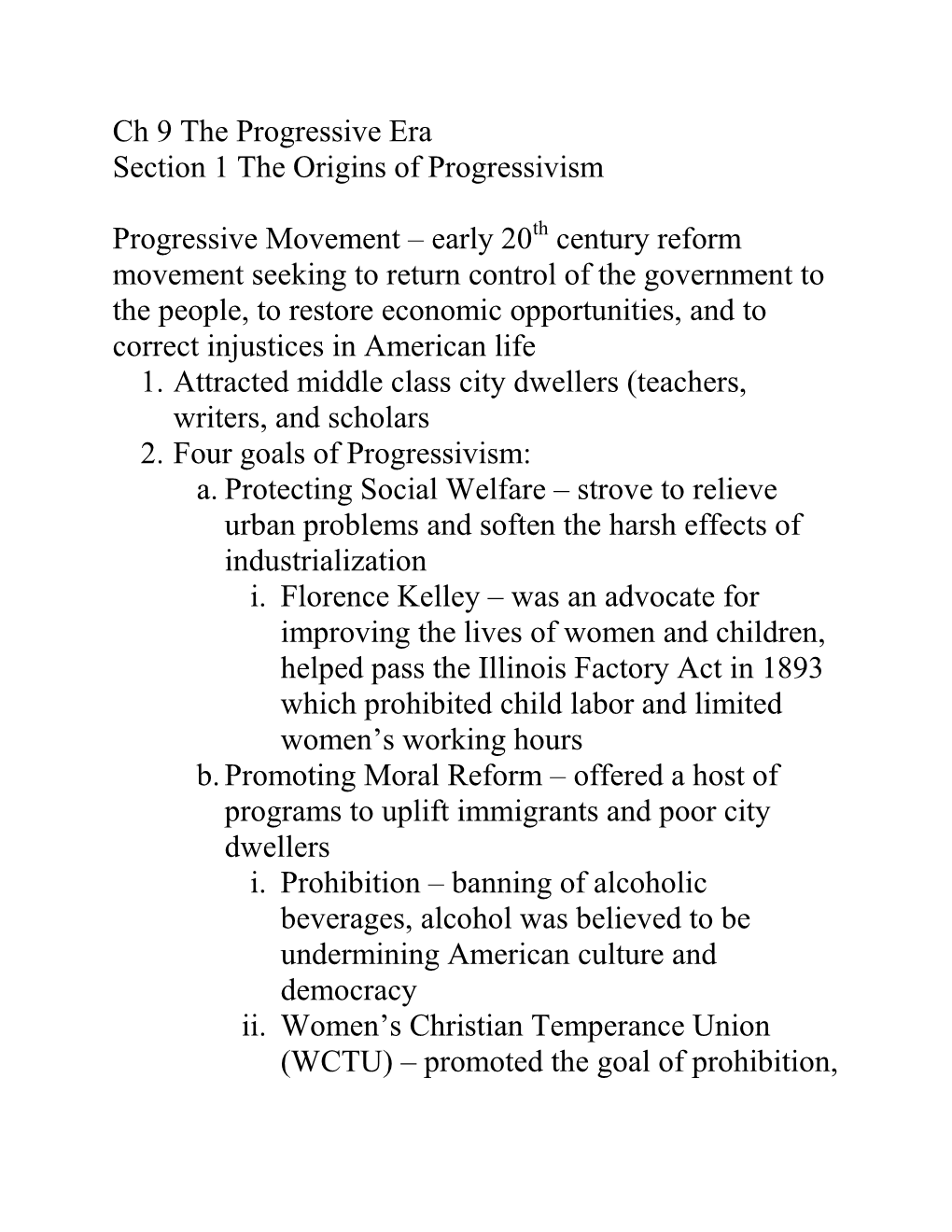 Ch 9 the Progressive Era Section 1 the Origins of Progressivism