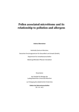 Pollen Associated Microbiome and Its Relationship to Pollution and Allergens