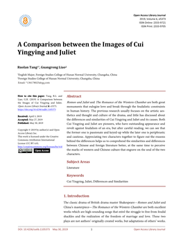 A Comparison Between the Images of Cui Yingying and Juliet