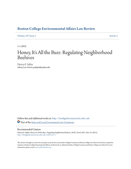 Honey, It's All the Buzz: Regulating Neighborhood Beehives Patricia E