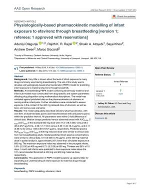 Physiologically-Based Pharmacokinetic Modelling of Infant