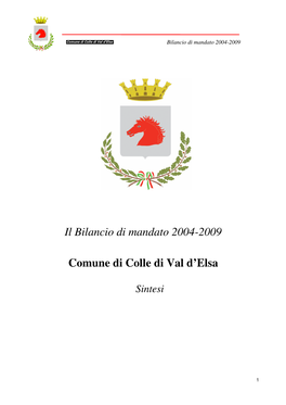 Il Bilancio Di Mandato 2004-2009 Comune Di Colle Di Val D'elsa