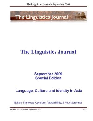 September 2009 Special Edition Language, Culture and Identity in Asia