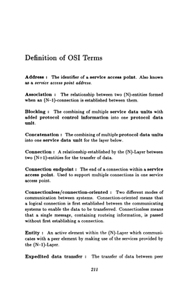 Definition of OSI Terms