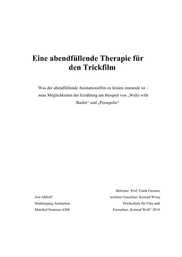 Eine Abendfüllende Therapie Für Den Trickfilm