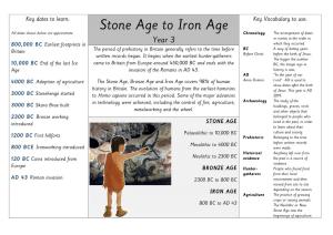 Stone Age to Iron Age All Dates Shown Below Are Approximate