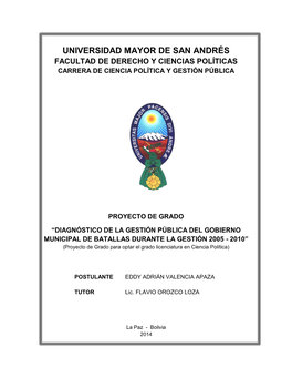 Presupuesto Gobierno Municipal De Batallas (2001-2006) (En Miles De Bolivianos)