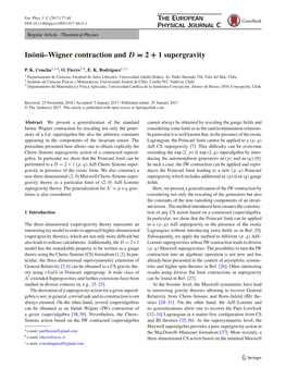 Inönü–Wigner Contraction and D = 2 + 1 Supergravity